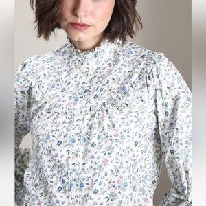 NWOT Weekend Max Mara Label-cut Sophia Ruffled Floral Shirt Size: M US4/6 Spring